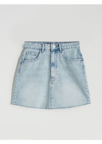 Yeni Sezon Dar Fit Mini Jean Etek - S5QC83Z8