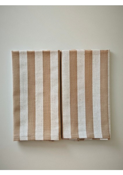 Kahverengi Çizgili Pamuk Keten Mutfak Bezi (2 Adet) fiyatları