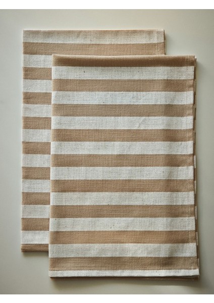 Kahverengi Çizgili Pamuk Keten Mutfak Bezi (2 Adet) fırsatları