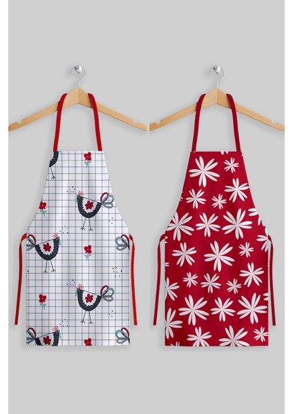 Kırmızı 2'li Mutfak Önlüğü Seti, Neşeli ve Şık Tasarım fiyatları