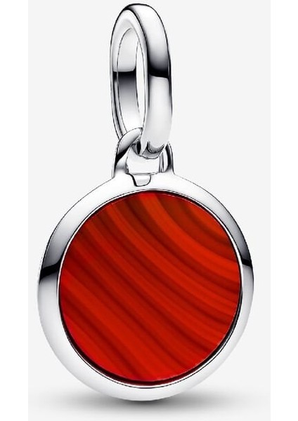 Yazı Işlenebilir Kırmızı Murano Mini Madalyon Charm 925 Ayar Gümüş