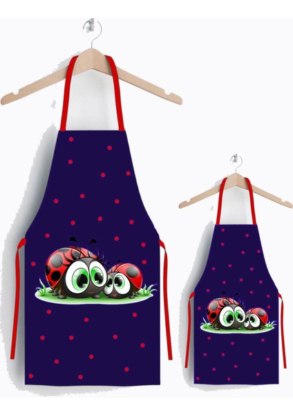 Lacivert Uğur Böcekli Anne ve Çocuk Önlüğü Seti fiyatları