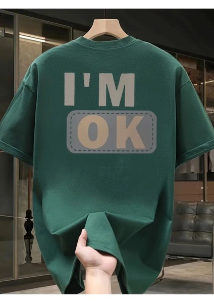 Unisex I'm Ok Baskılı Oversize %100 Pamuk T-Shirt