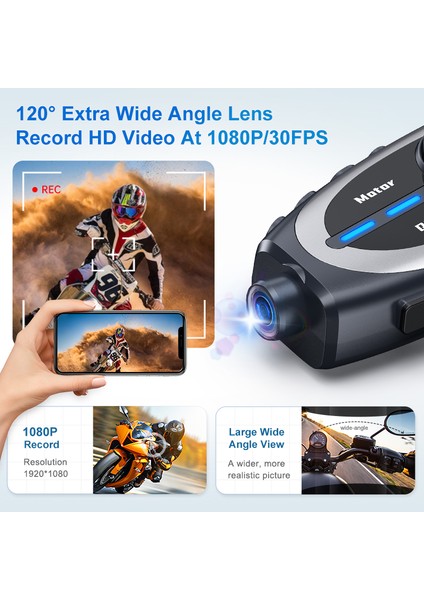 Q29 Motosiklet Kask Bluetooth Kulaklık 1080P Kamera Geniş Açı Su Geçirmez Intercom indirimleri