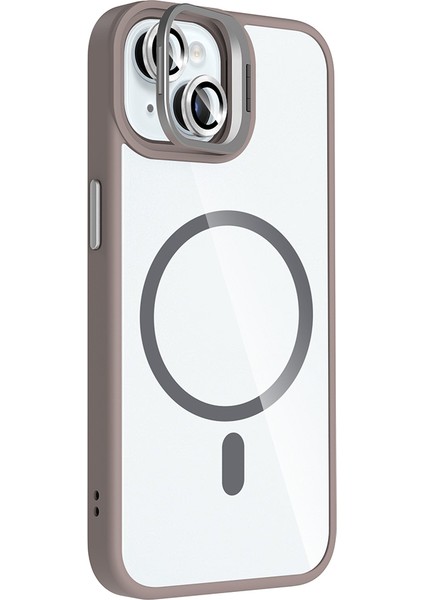 Iphone 15 Kılıf Kamera Korumalı Magsafe Şeffaf Renkli Kenar Standlı + Lens Koruyucu modelleri