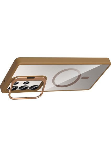 Samsung Galaxy S23 Ultra Kılıf Kamera Korumalı Magsafe Şeffaf Renkli Kenar Standlı + Lens Koruyucu fiyatları