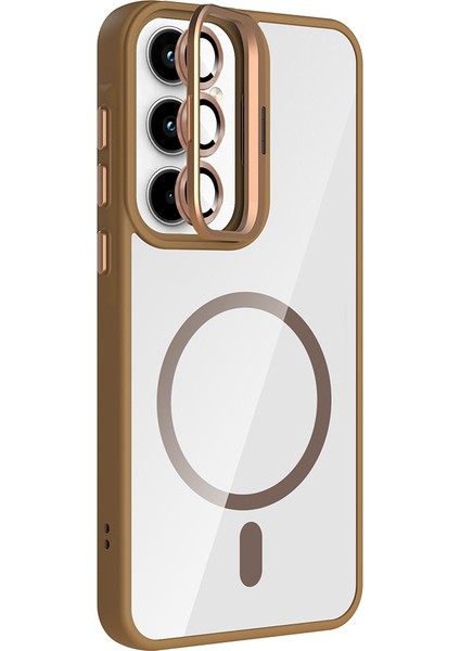 Samsung Galaxy A35 Kılıf Kamera Korumalı Magsafe Şeffaf Renkli Kenar Standlı + Lens Koruyucu fiyatları