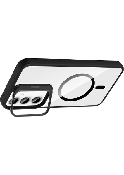 Samsung Galaxy A06 Kılıf Kamera Korumalı Magsafe Şeffaf Renkli Kenar Standlı + Lens Koruyucu fiyatları