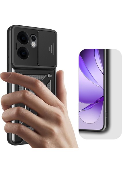 Oppo Reno 13F 5g Kılıf Kamera Korumalı Sürgülü Yüzüklü Armor Zırhlı Mıknatıslı Standlı Kapak fiyatları