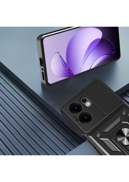 Oppo Reno 13F 5g Kılıf Kamera Korumalı Sürgülü Yüzüklü Armor Zırhlı Mıknatıslı Standlı Kapak fırsatları