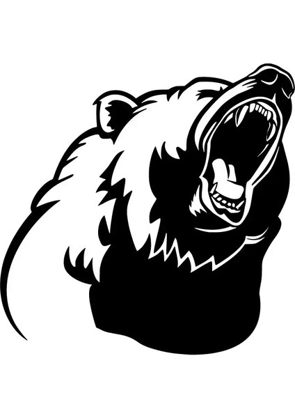 Kükreyen Ayı Oto Özel Yeni Sticker Siyah 25 x 25 cm