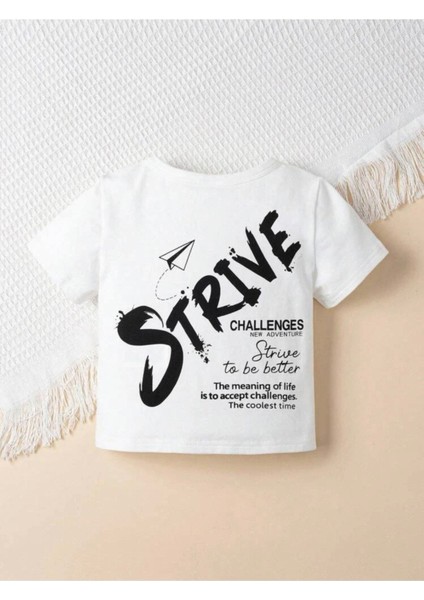 Strive Challenges Ön ve Arka Baskılı Oversize Çocuk T-Shirt