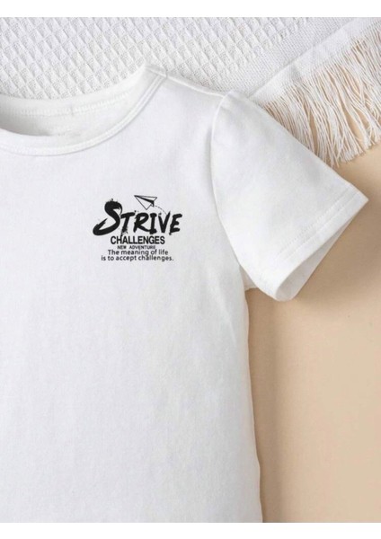 Strive Challenges Ön ve Arka Baskılı Oversize Çocuk T-Shirt modelleri