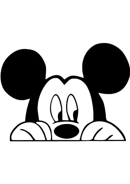 Camdan Bakan Sevimli Fare Oto Özel Yeni Sticker Siyah 30 x 24 cm