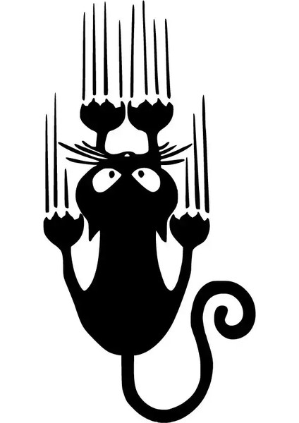 Kayan Kedi Oto Özel Yeni Sticker Siyah 15 x 30 cm