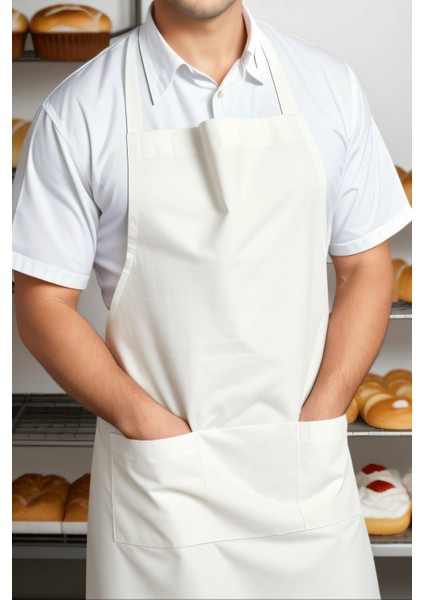 Geniş Cepli Beyaz Erkek Aşçı Önlüğü, Şef, Barişta, Rahat ve Şık Tasarım fiyatları