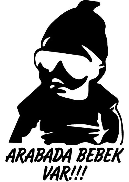 Arabada Bebek Var Cool Oto Özel Yeni Sticker Siyah 20 x 30 cm
