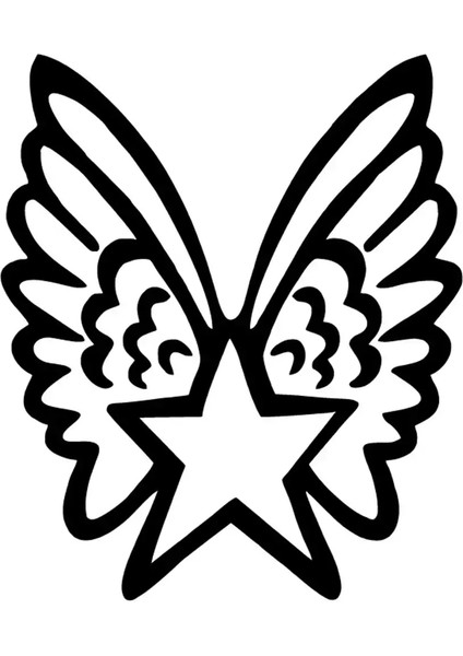 Kanatlı Yıldız Oto Özel Yeni Sticker Siyah 25 x 30 cm