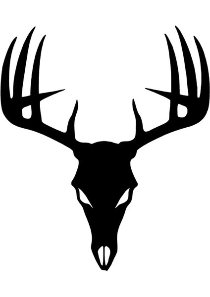 Boynuzlu Geyik Kafası Oto Özel Yeni Sticker Siyah 25 x 30 cm