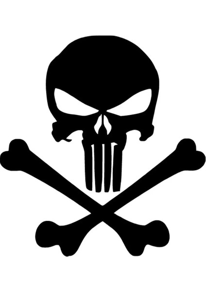 Punisher Kemikler Oto Özel Yeni Sticker Siyah 25 x 27 cm