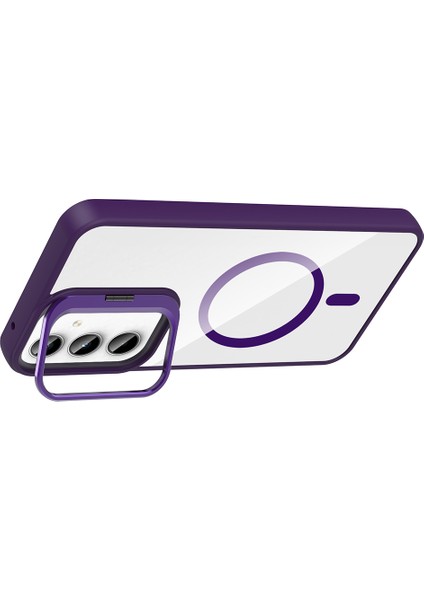 Samsung Galaxy A35 Kılıf Kamera Korumalı Magsafe Şeffaf Renkli Kenar Standlı + Lens Koruyucu fiyatları