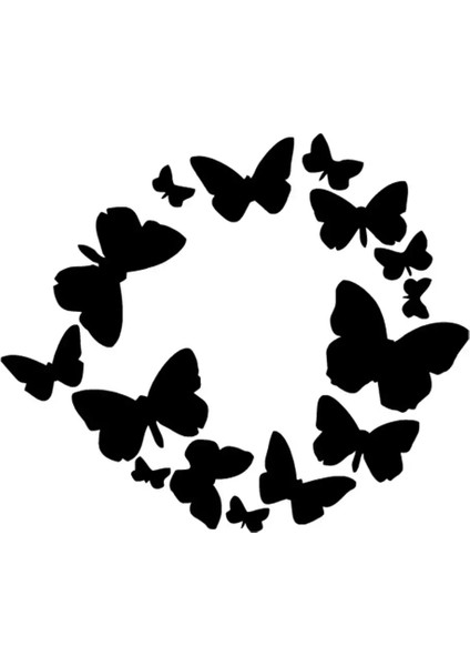 Kelebekler Oto Özel Yeni Sticker Siyah 25 x 22 cm