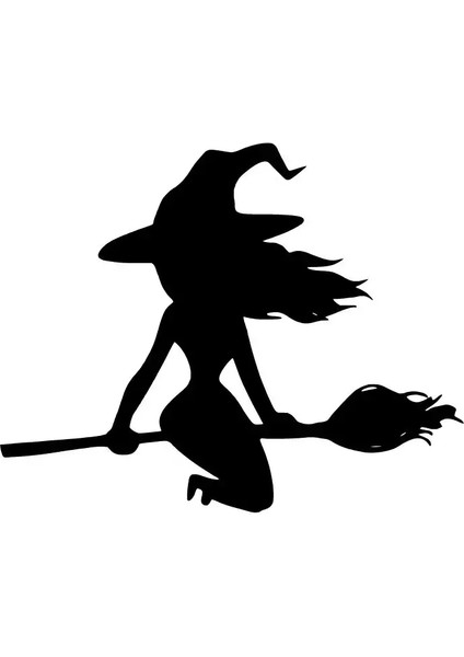 Süpürgeli Cadı Oto Özel Yeni Sticker Siyah 30 x 24 cm