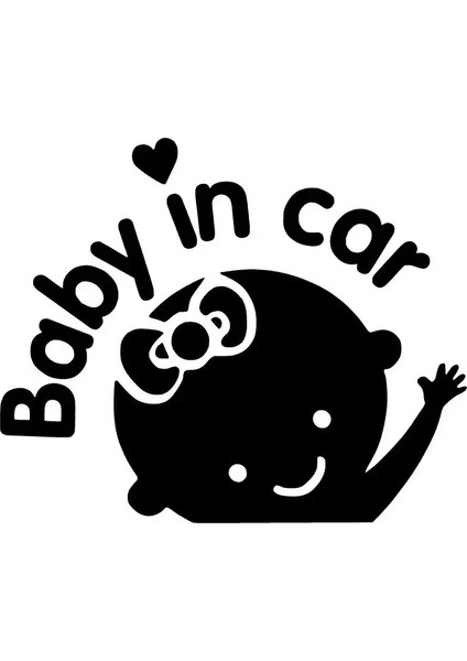 Baby In Car Kız Oto Özel Yeni Sticker Siyah 15 x 12 cm