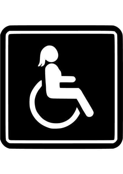 Engelli Amblemi Bayan Oto Özel Yeni Sticker Siyah 30 x 30 cm