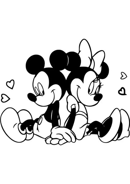 Sevimli Fare Sırt Sırta Oto Özel Yeni Sticker Siyah 25 x 20 cm