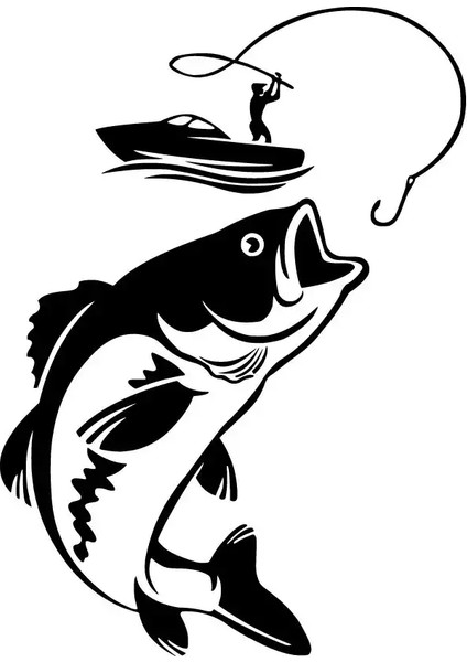 Balık Tutan Adam Oto Özel Yeni Sticker Siyah 25 x 35 cm