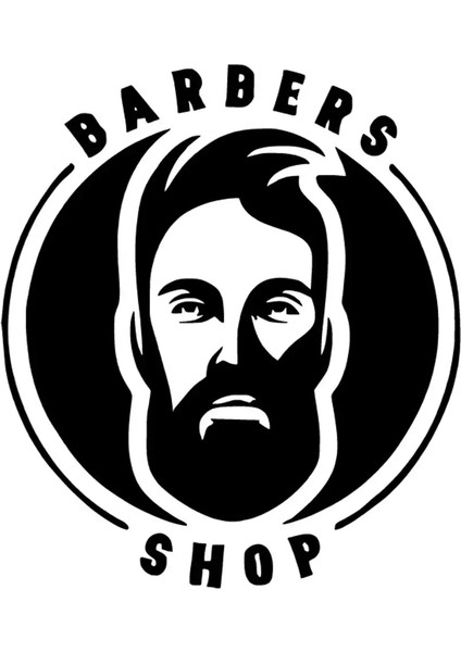 Barbers Shop Oto Özel Yeni Sticker Siyah 25 x 27 cm