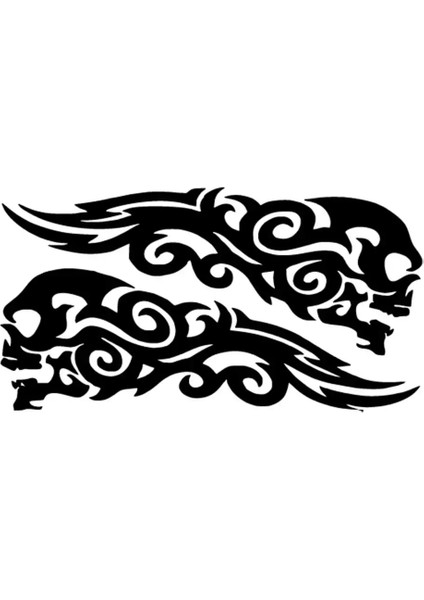 Alevli Kafatasları Oto Özel Yeni Sticker Siyah 25 x 12 cm