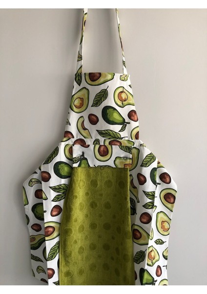 Yeşil Avokado Desenli Mutfak Önlüğü, Şık ve Koruyucu Tasarım