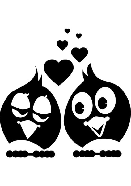 Aşık Kuş Çift Oto Özel Yeni Sticker Siyah 30 x 30 cm