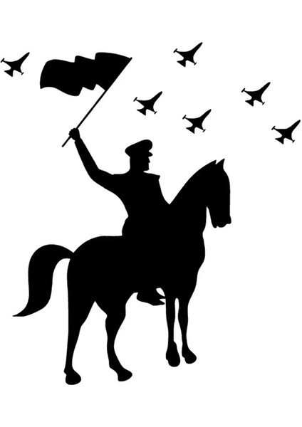 Bayraklı Asker Oto Özel Yeni Sticker Siyah 25 x 27 cm