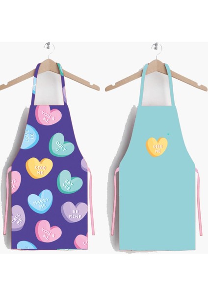 Mor Kalpli Mutfak Önlüğü Çift Seti, Şık ve Kullanışlı Tasarım
