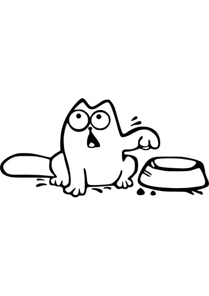 Aç Kedi Oto Özel Yeni Sticker Siyah 30 x 15 cm