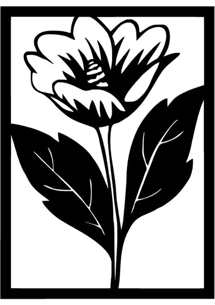 Çerçeveli Çiçek Oto Özel Yeni Sticker Siyah 25 x 35 cm