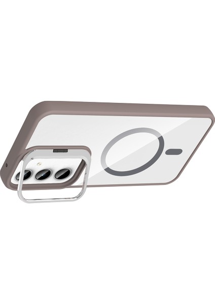 Samsung Galaxy A06 Kılıf Kamera Korumalı Magsafe Şeffaf Renkli Kenar Standlı + Lens Koruyucu fiyatları