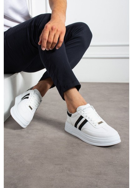 Erkek Beyaz Siyah Sneaker Günlük Spor Ayakkabı Yüksek Taban Rahat Tasarım X35 fiyatları