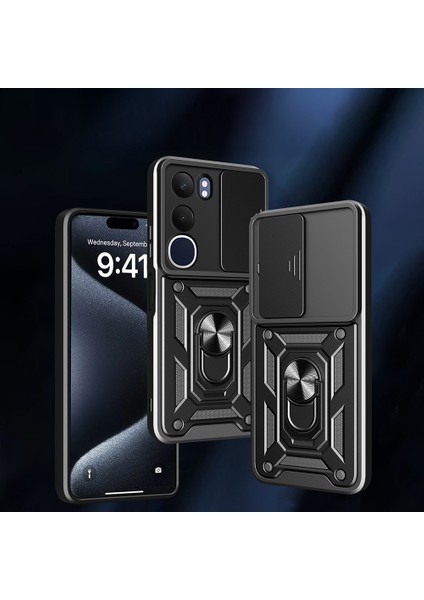 Vivo Y19S Kılıf Kamera Korumalı Sürgülü Yüzüklü Armor Zırhlı Mıknatıslı Standlı Kapak fırsatları