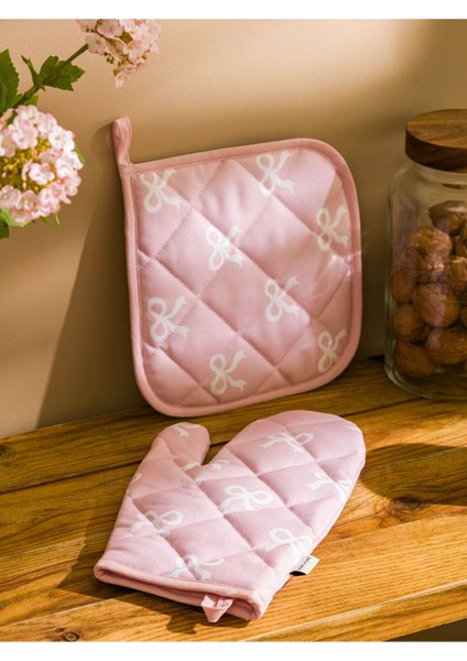 Çok Renkli Fiyonk Desenli Fırın Eldiveni ve Tutaç, Şık ve Kullanışlı Mutfak Seti fırsatları