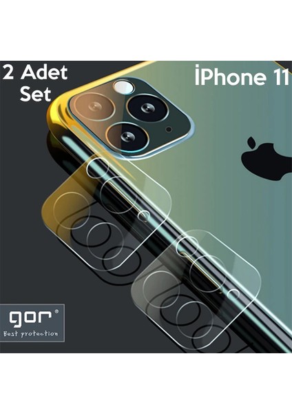 Gor Iphone 11 6.1 Inch (2019) Tempered Kamera Koruma Cam 2ADET SET-(1903) - LORCE7823-8809