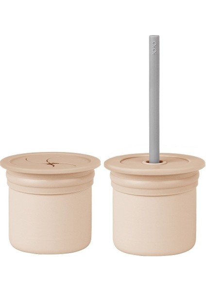 Ham+Hüp Pipetli Silikon Bardak Seti Bubble Beige / Powder Grey