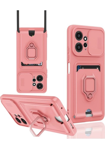 Xiaomi Redmi Note 12 4g Kılıf Zuma Kartvizitli Yüzüklü Silikon - Pembe - LORCE4657-7486