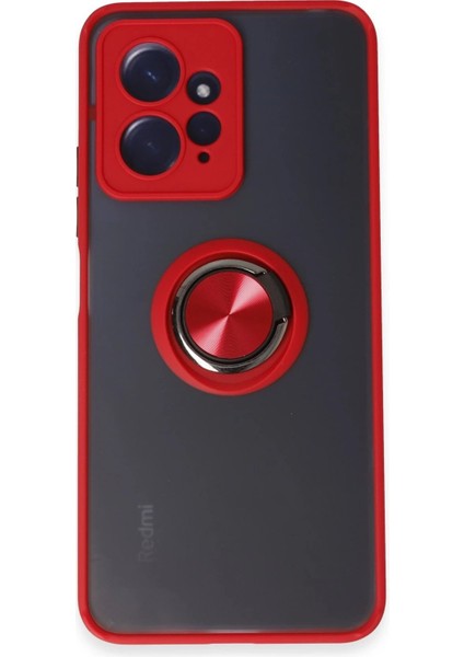 Xiaomi Redmi Note 12 4g Kılıf Montreal Yüzüklü Silikon Kapak - Kırmızı - LORCE7776-8486