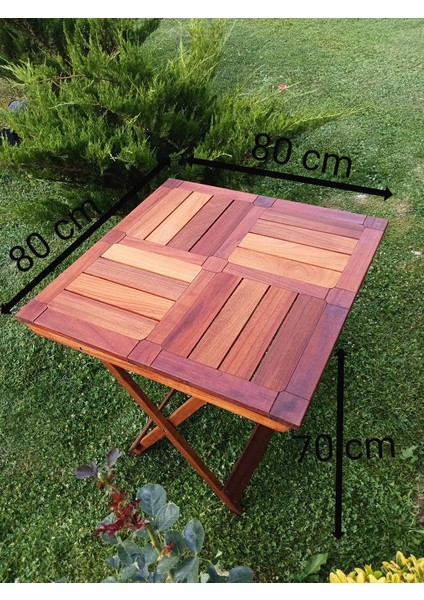 Ahşap Iroko Katlanır Rustik 80X80 Mini Yemek Masası fiyatları