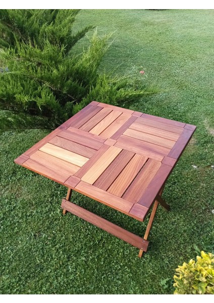Ahşap Iroko Katlanır Rustik 80X80 Mini Yemek Masası modelleri