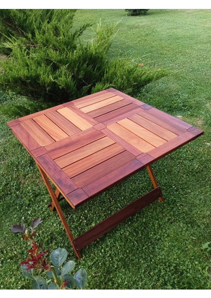 Ahşap Iroko Katlanır Rustik 80X80 Mini Yemek Masası fırsatları